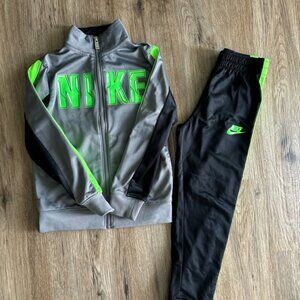 Nike Kids Track Suit Set – Neon Green, Grey & Black | Size M | Like New